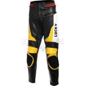 Lucky Strike Yellow Motorbike Genuine Leather Pant